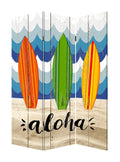 HomeRoots 48 x 1 x 72 Multicolor Canvas Beach Treasures - 3 Panel Screen Room Divider