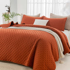 Andency King Size Quilt Bedding Set (106x96 Inch), 3 Pieces Burnt Orange Fall Soft Lightweight Bedspread Coverlet, Terracotta Ru