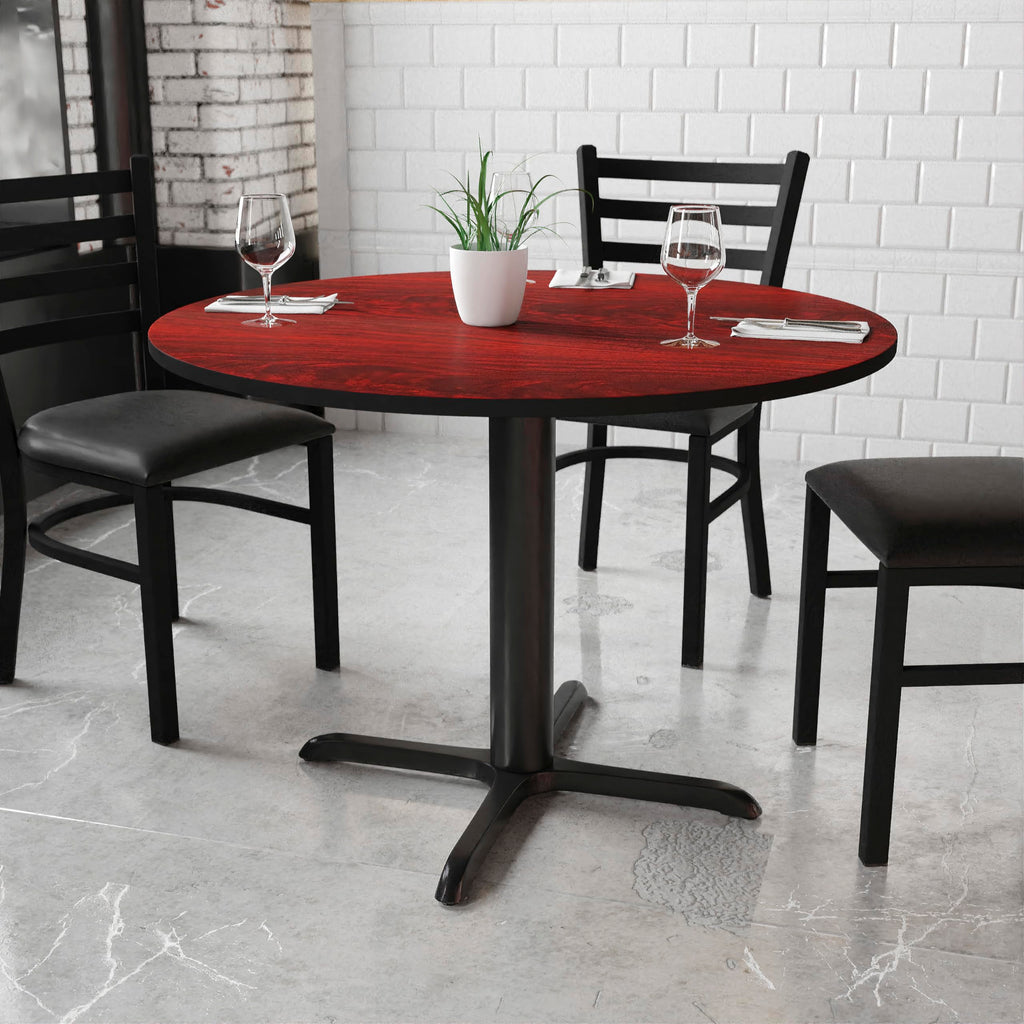 Flash Furniture 42'' Round Mahogany Laminate Table Top with 33'' x 33'' Table Height Base