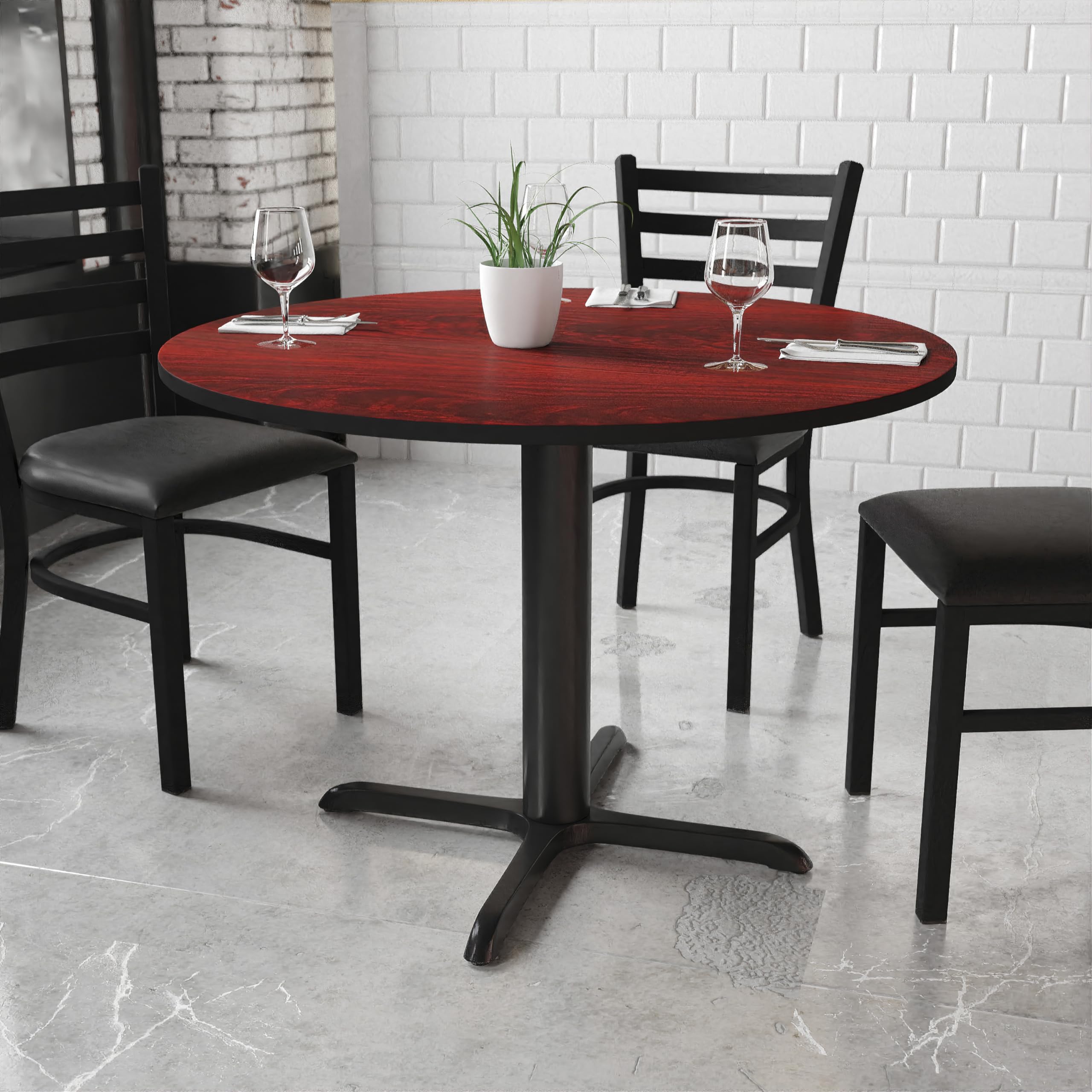 Flash Furniture 42'' Round Mahogany Laminate Table Top with 33'' x 33'' Table Height Base