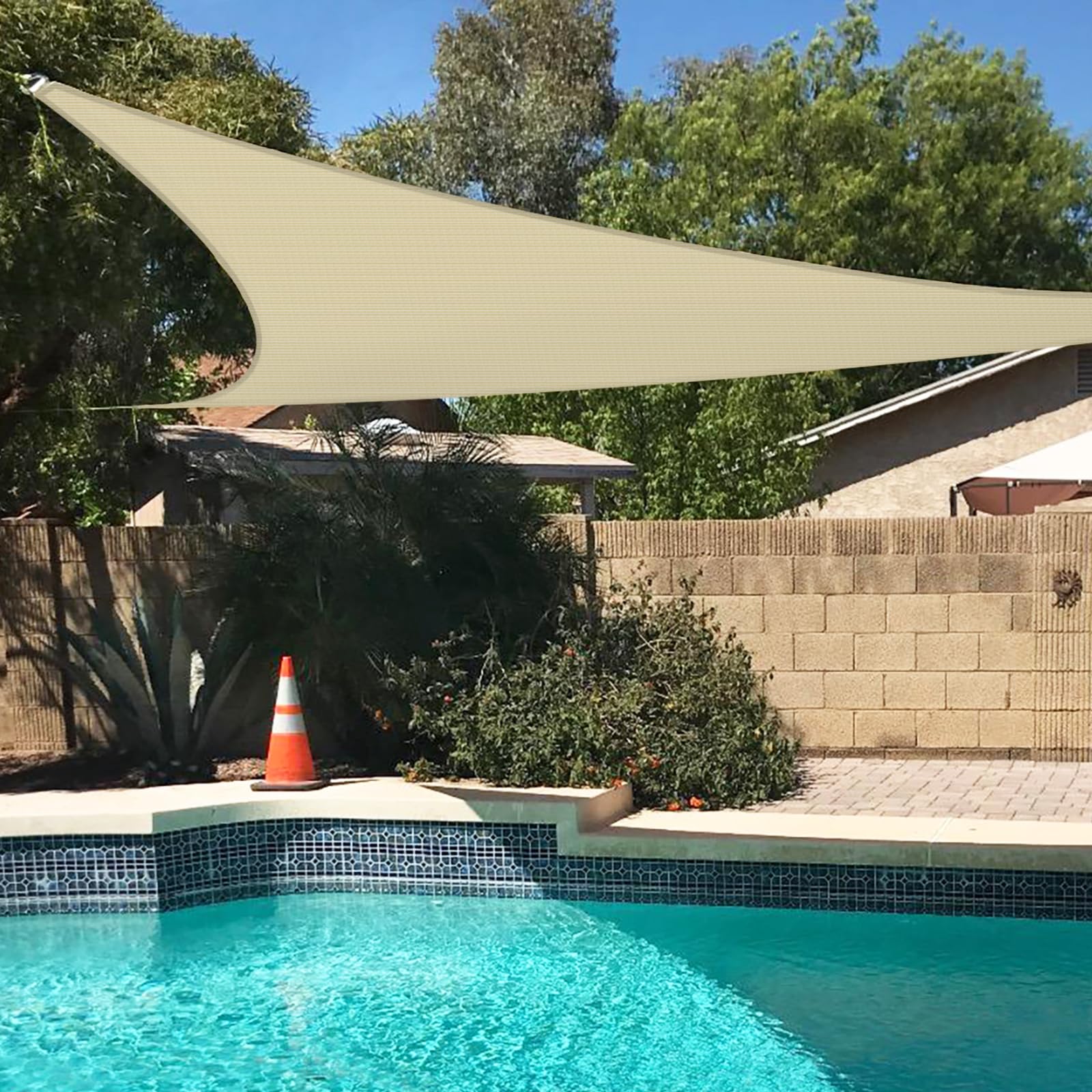 Tang 6'X16'X17' Sun Shade Sail Right Triangle Permeable Canopy Uv Block Shade Cloth Heavy Duty Fabric For Patio Outdoor Backyard
