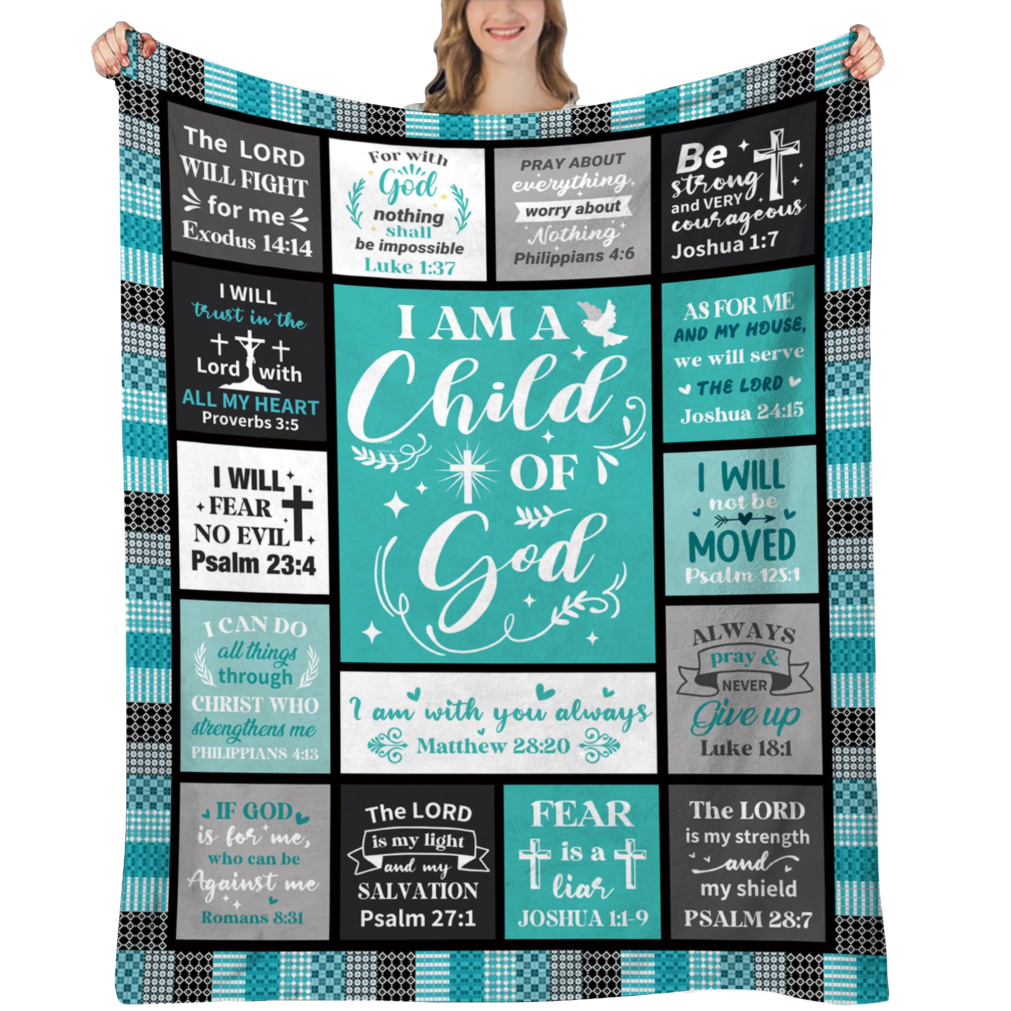 Christian Gifts For Women - Teal Christian Gifts - I Am A Child Of God Blanket - Inspirational Gifts For Women - Religious Gifts