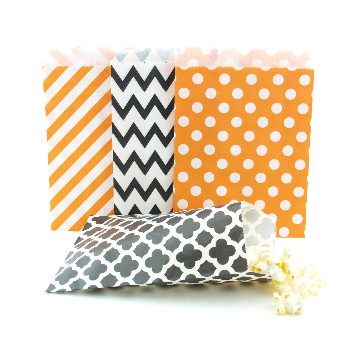 Halloween Candy Bags (100 Pack)  Black & Orange Party Favor Bags, Trickortreat Paper Bags & Halloween Party Decorations/Party