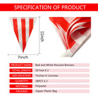 100 Feet Red & White Striped Pennant Banner Flags String 60 Pcs Indoor/Outdoor Triangle Bunting Flags,Party Decorations Supplies
