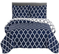 Royal Tradition Meridian-Navy Reversible Coverlets, Twin Over-Sized 2Pc Quilt Set (68-Inch Wide X 90-Inch Long) Lightweight Beds