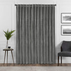 Eclipse Harper Velvet Rod Pocket Curtains For Bedroom, Single Panel, 50 In X 84 In, Charcoal