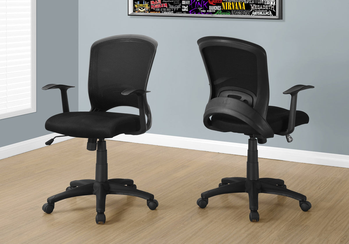 Monarch Specialties I 7265 Office Chair, Adjustable Height, Swivel, Ergonomic, Armrests, Computer Desk, Work, Metal, Mesh, Black, Contemporary, Modern