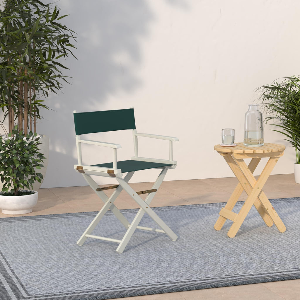 Casual Home 18" Director'S Chair White Frame With Hunter Green Canvas