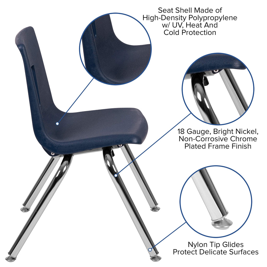 Flash Furniture Mickey Advantage Navy Student Stack School Chair - 14-Inch