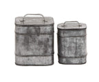 Deco 79 Set Metal Square Lidded Box Set of 2, 8''x7''