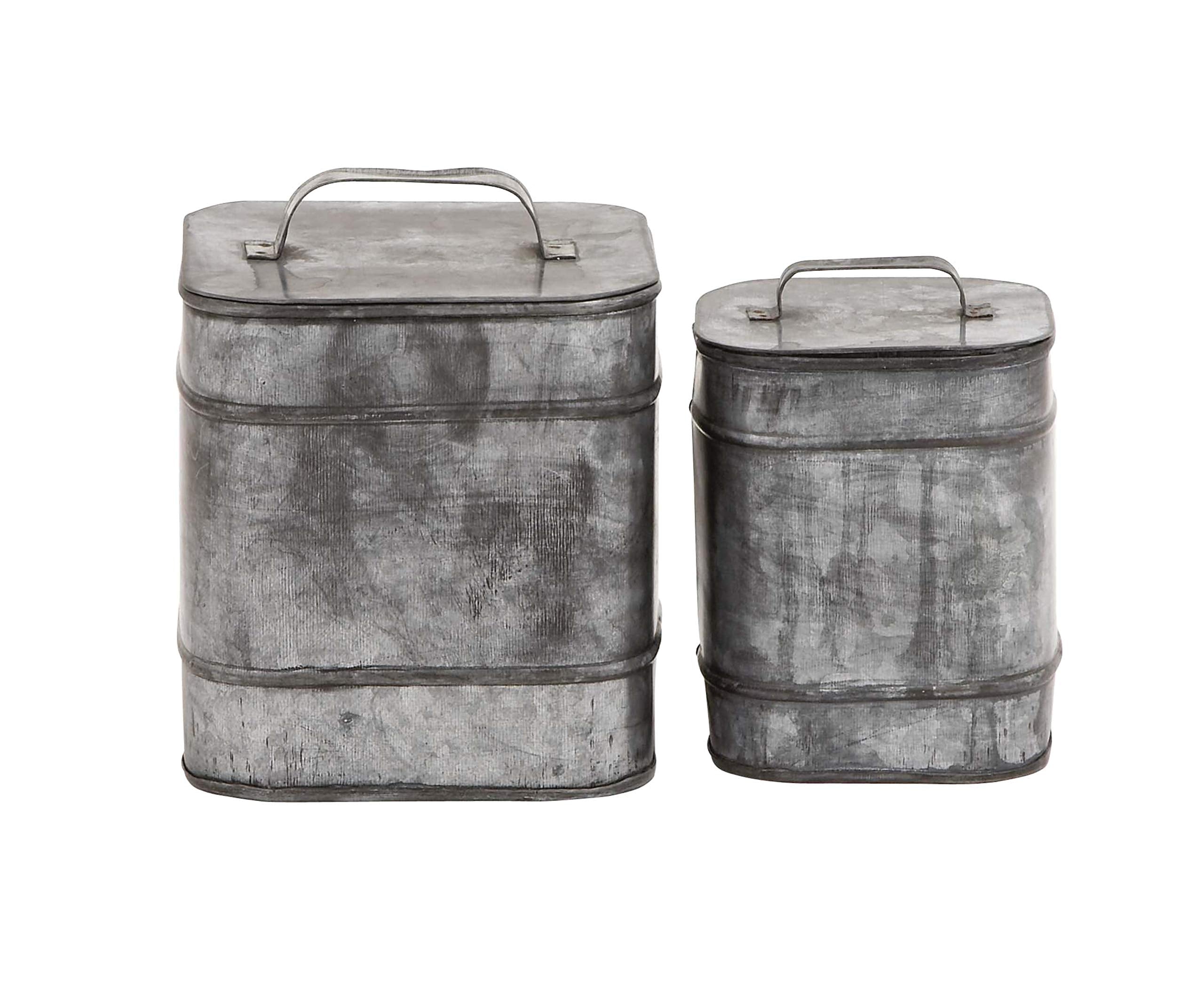 Deco 79 Set Metal Square Lidded Box Set of 2, 8''x7''