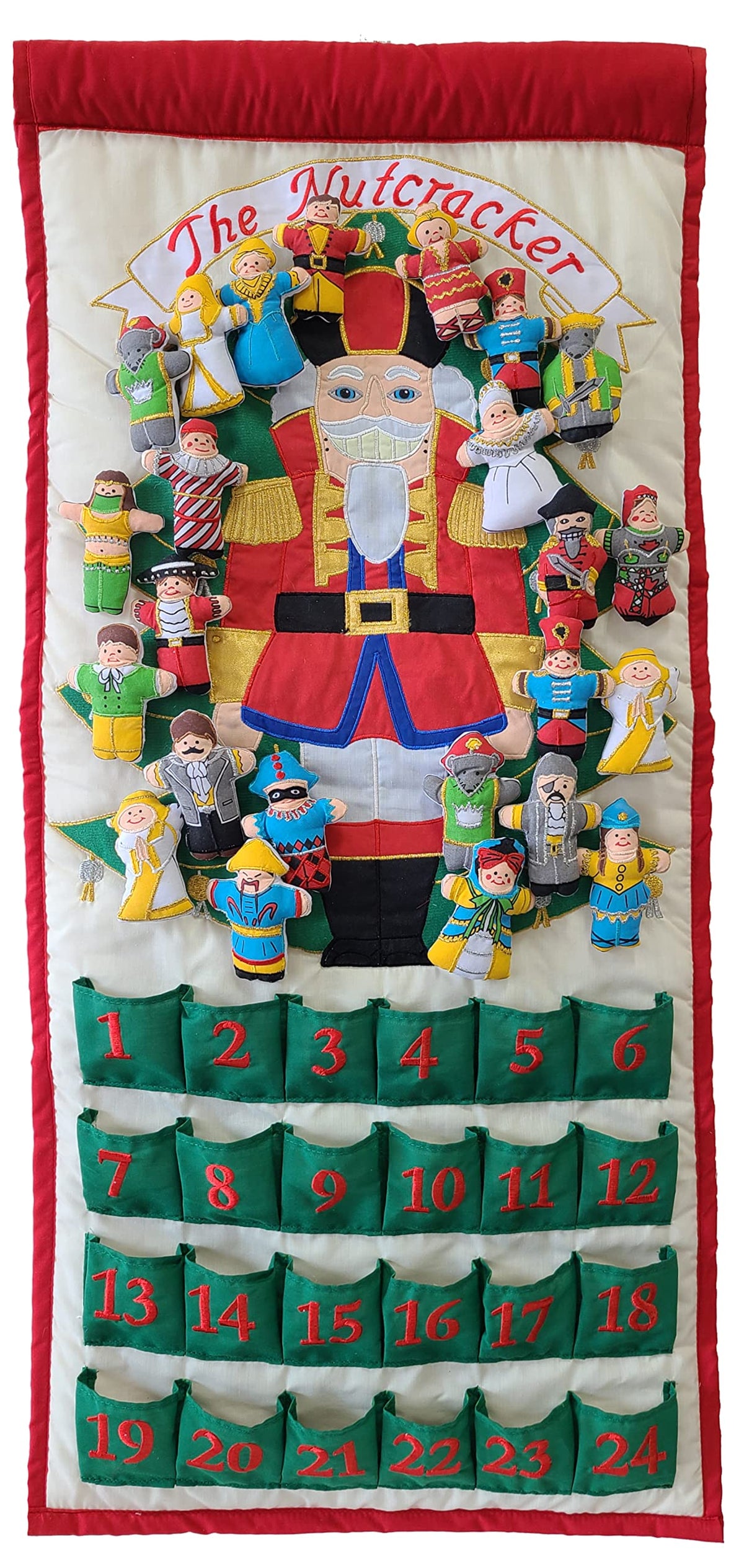 Nutcracker Advent Calendar by Pockets of Learning | Interactive Christmas Holiday D  cor | Embroidered Seasonal Soft Fabric Clot