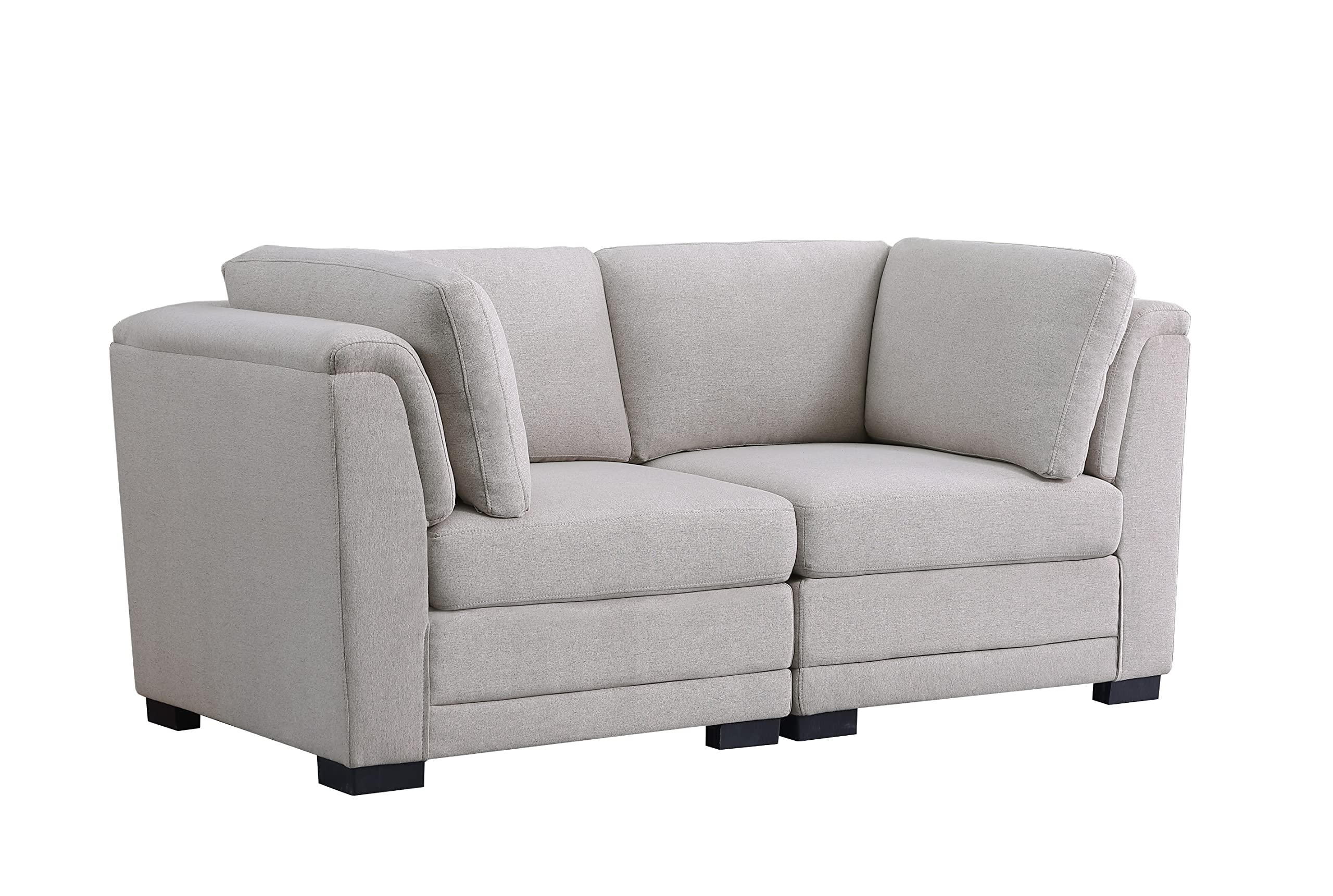 Lilola Home Kristin Light Gray Linen Fabric Loveseat