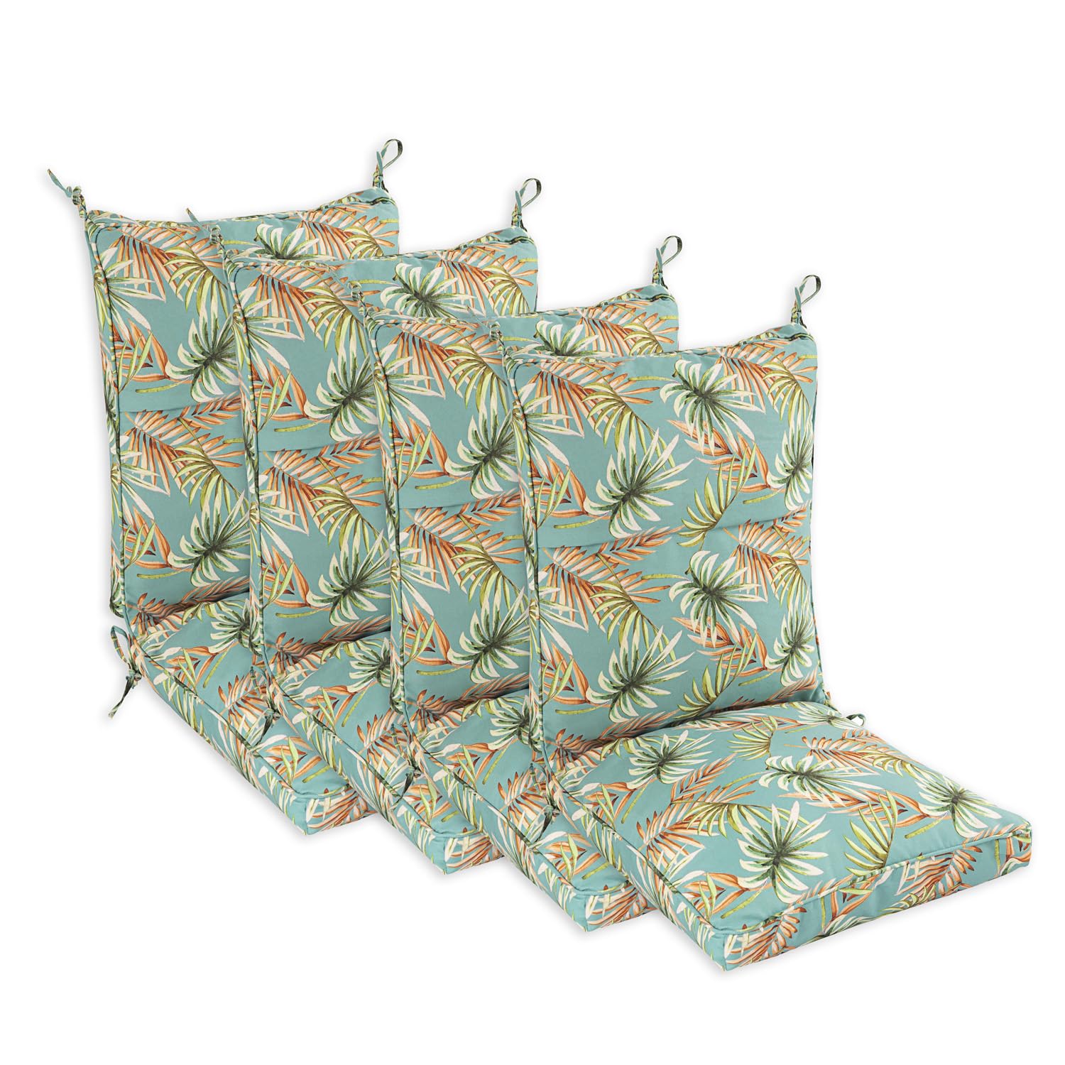 Makimoo Set Of 4 Outdoor Dining Chair Cushions, Comfort Patio Seating Cushions, 44 X21X4.5 Inch, Single Welt And Zipper, Verdant