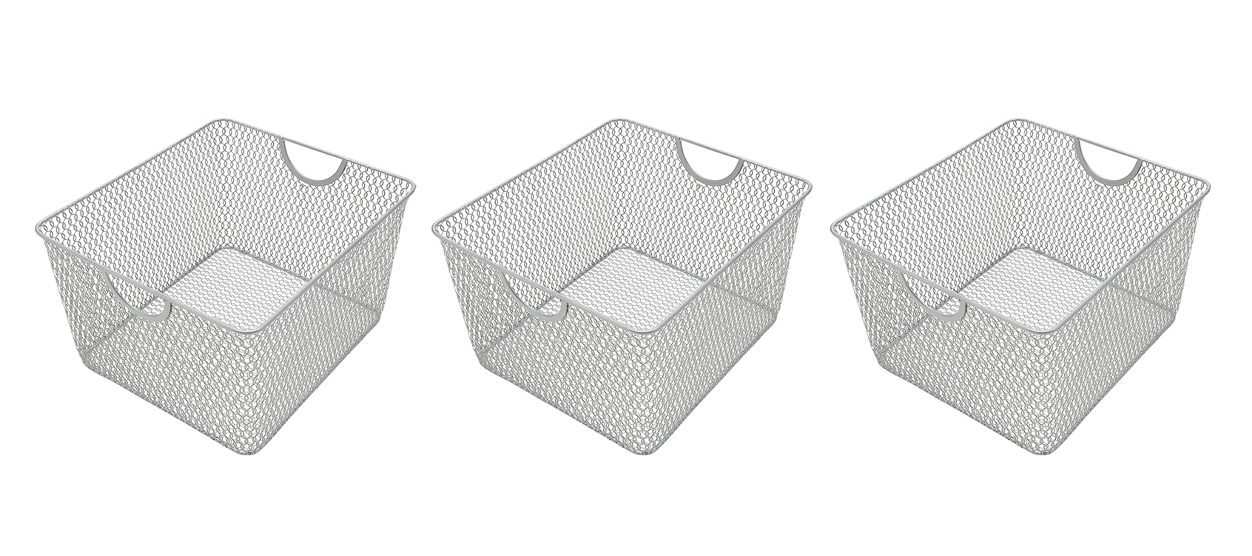 YBM HOME Kitchen Pantry Organizer Wire Baskets for Shelves, Cabinets, Pantry, Countertop, Mesh Open Storage Bin Metal Basket for