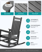 Serwall Outdoor Rocking Chair Set Of 2, Hdpe Rocking Chairs For Adult, All Weather Porch Rockers For Lawn Garden, Grey