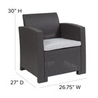 Flash Furniture Seneca Dark Gray Faux Rattan Chair with All-Weather Seneca Light Gray Cushion