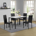 Roundhill Furniture 5 Piece Citico Metal Dinette Set with Laminated Faux Marble Top, White Table with Black Chairs