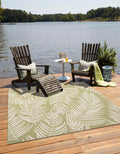 Unique Loom Outdoor Botanical Collection Area Rug - Palm (10 8 Square Green/Ivory)