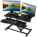 TechOrbits Standing Desk Converter-32-inch Height Adjustable, MDF Wood, Sit Riser-Black, 32