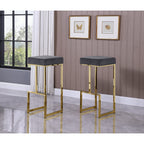 Best Master Furniture Dorrington Velvet Backless Bar Stool In Gray/Gold (Set Of 2)