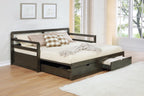 Coaster Home Furnishings Sorrento Farmhouse Wood Twin XL Size Daybed with Extension Trundle for Guestroom 34-inch Headboard Bedroom Lounger Grey 305706