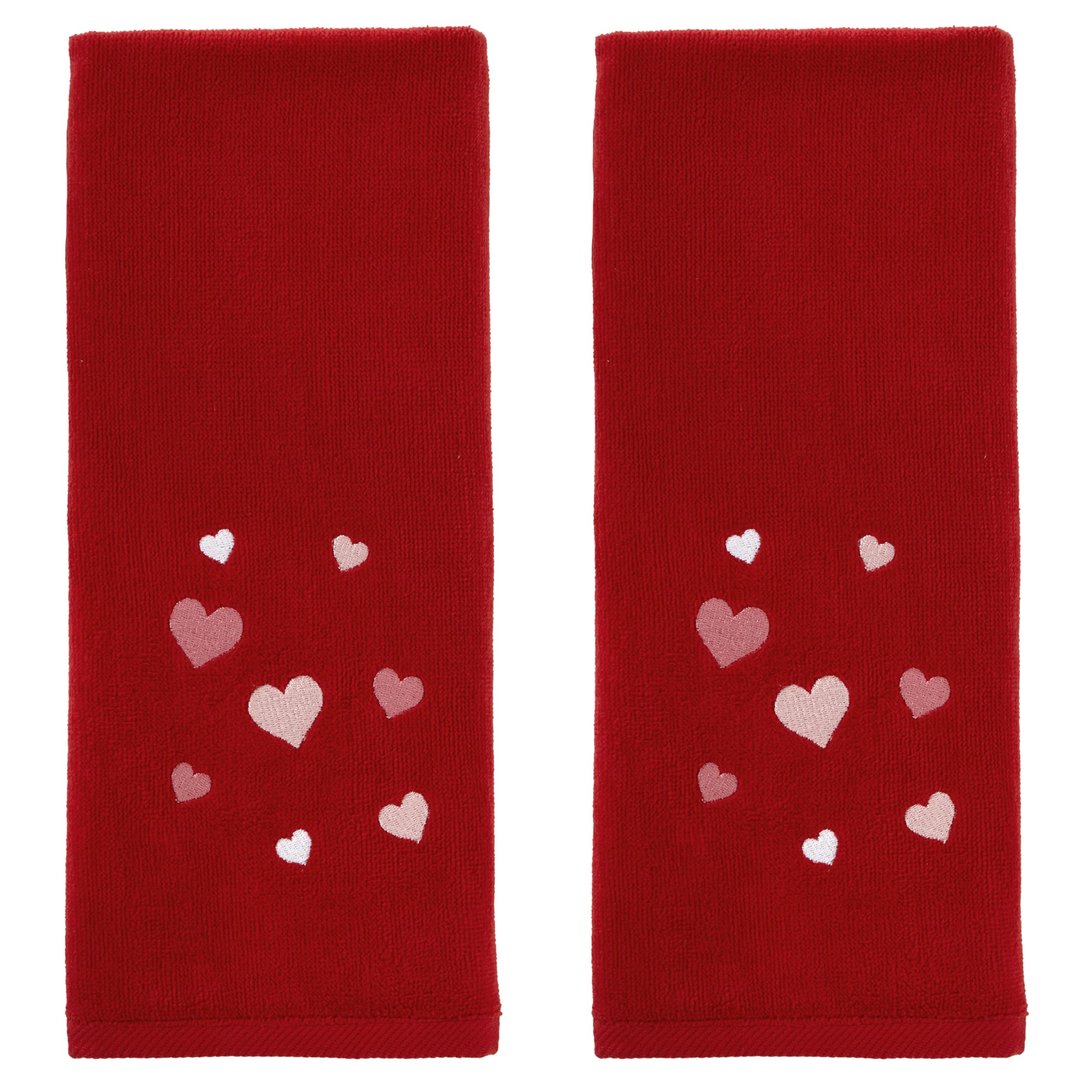 SKL Home Valentines Day Tossed Hearts Hand Towel Set, 2 Count