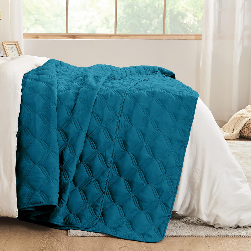 Litanika Twin Size Summer Quilt Comforter Teal - Lightweight Bedspreads & Coverlets Turquoise - Bedding Cover Bed Decor All Seas