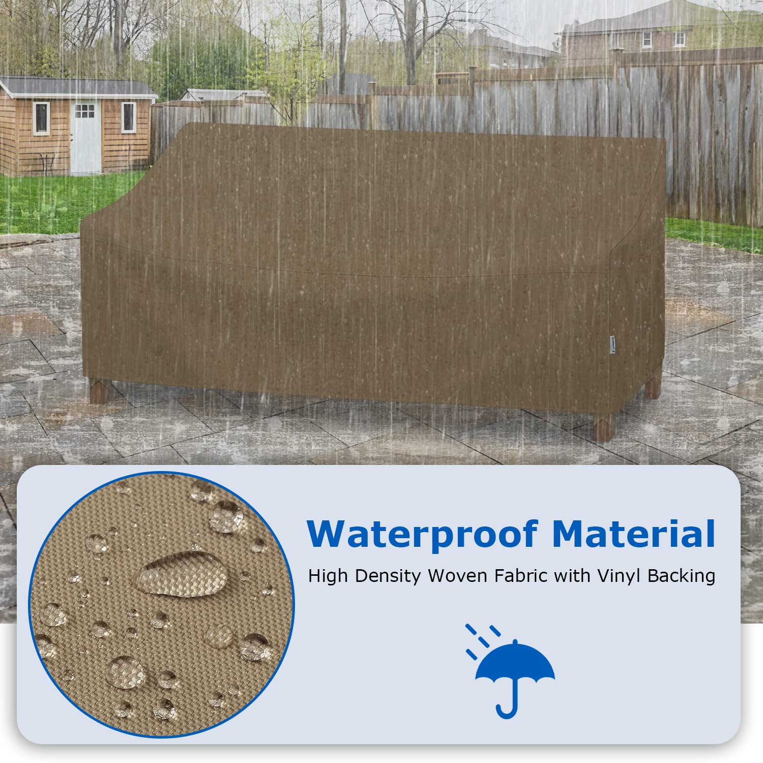 Sunpatio Outdoor Couch Cover 80 Inch, Heavy Duty Waterproof 3-Seater Patio Sofa Cover With Seam Taped, Fade & Wind & Rip Resista
