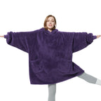 Bedsure Wearable Blanket Hoodie Gifts for Women - Cozy Sherpa Hoodie Blanket for Adult Men, Warm Hooded Blanket Sweatshirt, Dark