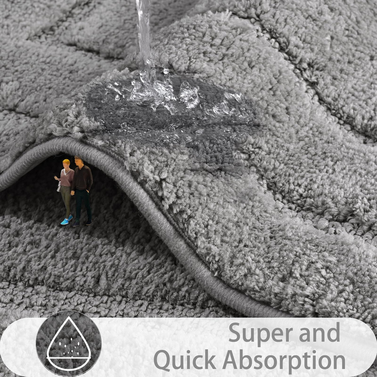 Homore 24X70 Inch Long Bathroom Rug, Grey Absorbent Microfiber Bathroom Runner Rug, Tpr Backing Non Slip Bath Rug For Bathroom,