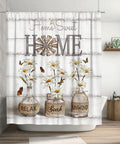 Tijuboni Farmhouse Daisy Shower Curtain White Flower Shower Curtains For Neutral Country Floral Bathroom Decor Rustic Shower Cur