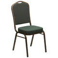 4 Pk. Stacking Chair with Green Patterned Fabric - Gold Vein Frame