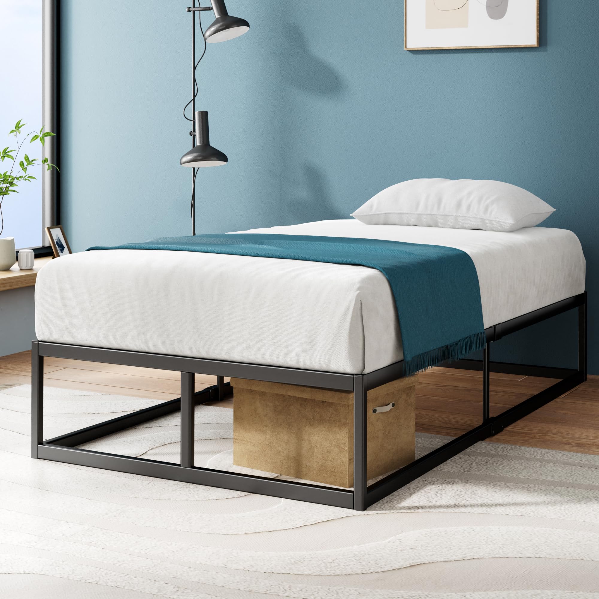 Zinus Joseph 14 Inch Platform Bed Frame, Wood Slat Support, No Box Spring Needed, Eco Friendly WonderBox(TM) Packaging, Easy Ass