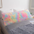 MEGO Rainbow Print Fluffy Body Pillow Cover, 20x54 Shaggy Faux Fur Body Pillow Case, Tie Dye Soft Plush Fuzzy Body Pillowcase, F