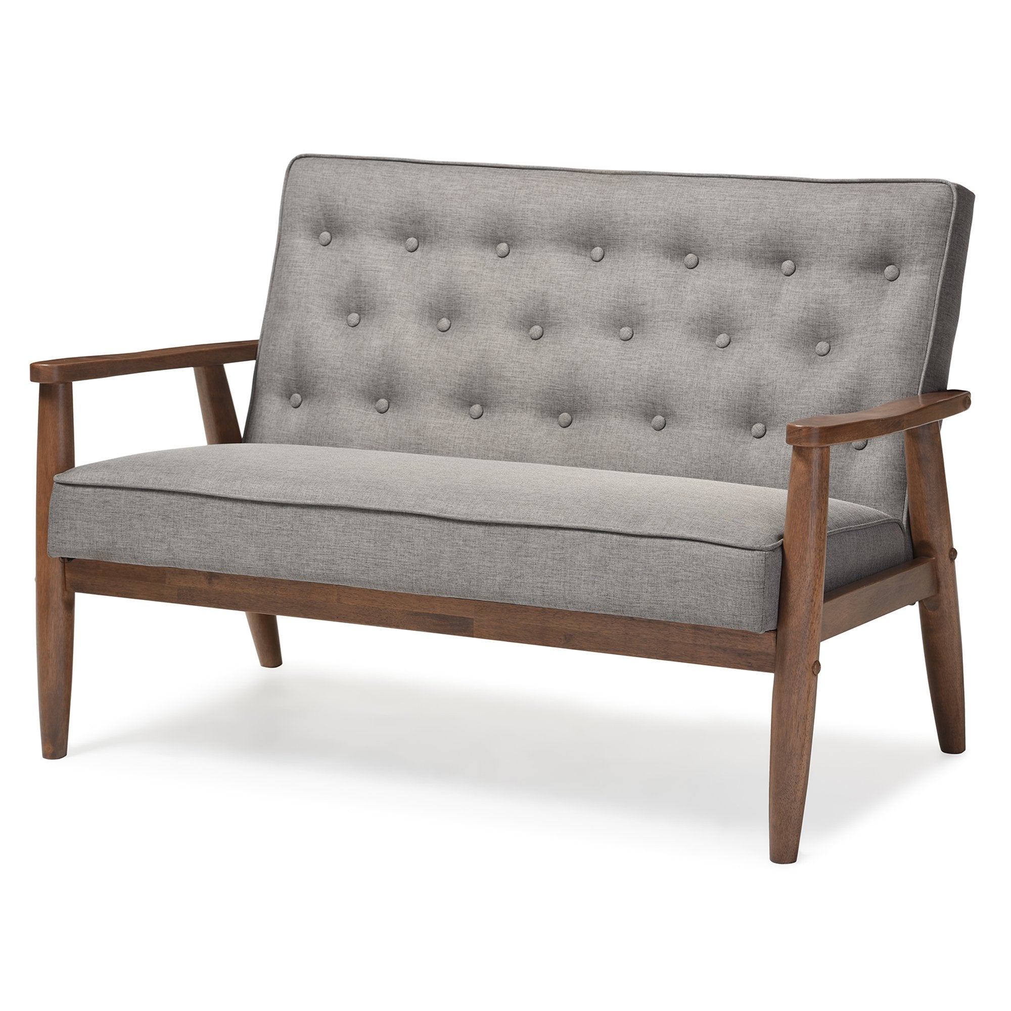 Baxton Studio Sorrento Love Seats, 2 Seater, Gray