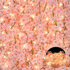 Sunm Boutique 4 Pcs Total 23.6 Ft Artificial Cherry Blossom Flowers, Faux Lighted Cherry Blossom Garlands, Fake Cherry Blossom H