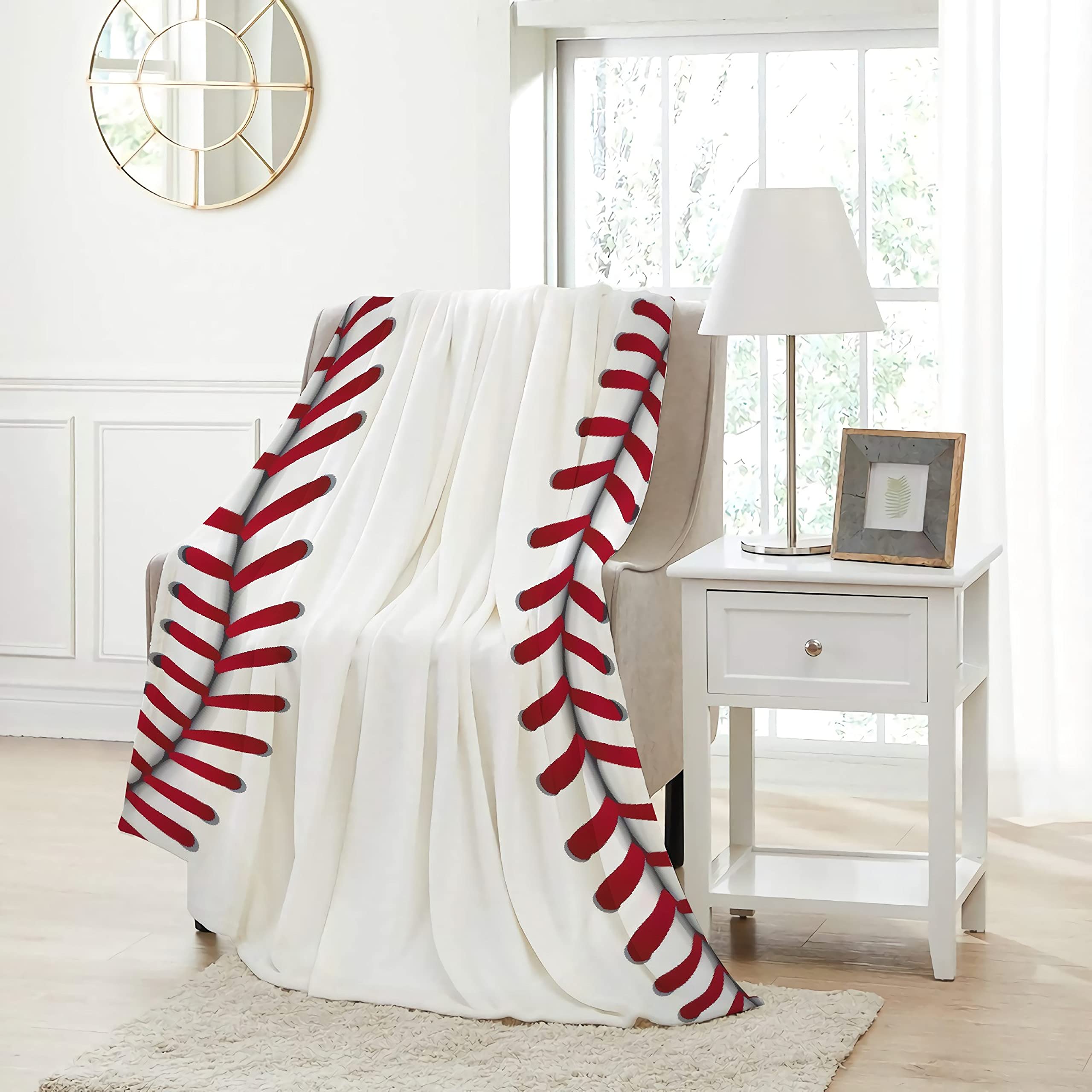 Pindola Cute Baseball Texture Throw Blanket Warm Lightweight Soft Cozy Warm Home Decoration 50'X40' For Child