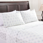 Chanasya Premium Small Damask Printed Victorian Patterned Queen Bed Sheet Set 4-Piece - 1 Flat 1 Fitted Sheet 2 Pillowcases - Ul