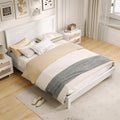 KOMFOTT Queen Size Wood Platform Bed Frame with Headboard, Wooden Mid Century Platform Bed with Slat Support & Under Bed Storage