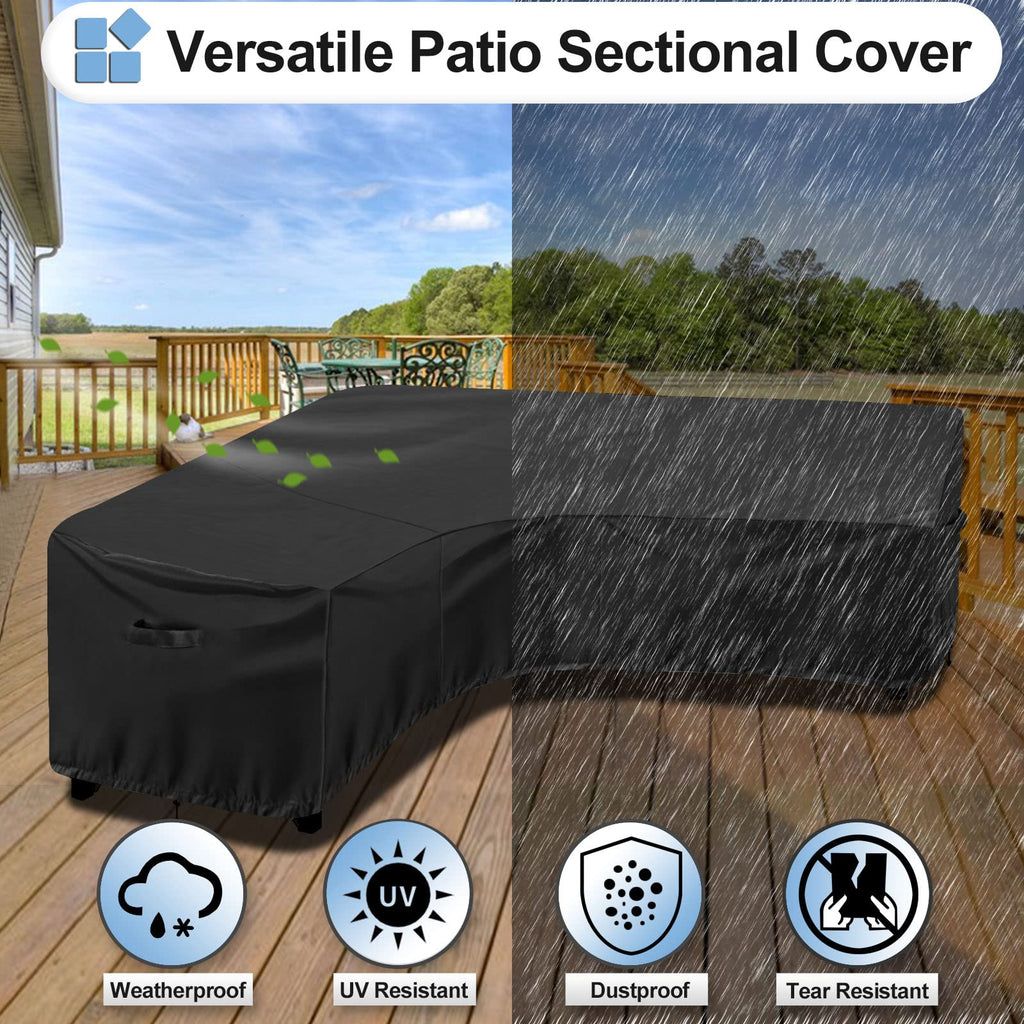 Outdoorlines Waterproof Outdoor Patio Sectional Cover - Uv Resistant & Windproof V-Shaped Patio Furniture Covers For Deck, Lawn And Backyard, 420D Heavy Duty Couch Cover 89' L (On Each Side) Black