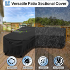Outdoorlines Waterproof Outdoor Patio Sectional Cover - Uv Resistant & Windproof V-Shaped Patio Furniture Covers For Deck, Lawn And Backyard, 420D Heavy Duty Couch Cover 89' L (On Each Side) Black