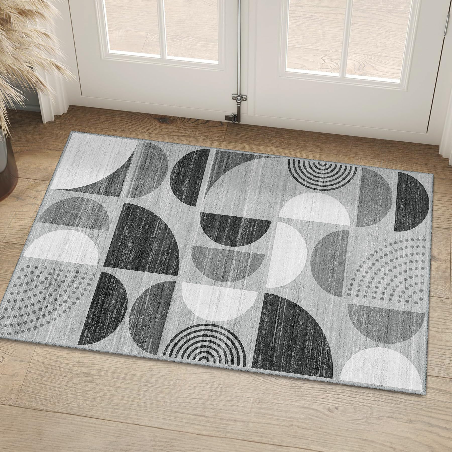 MUJOO Small Rug Washable,Boho Area Rugs for Entryway Bathroom Entry Entrance Bedroom Kitchen,Front Door Mat Throw Carpet Non Sli