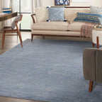Nourison Essentials Indoor/Outdoor Blue/Grey 8' X 10' Area Rug, Easy -Cleaning, Non Shedding, Bed Room, Living Room, Dining Room, Backyard, Deck, Patio (8X10)