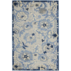Nourison Aloha Indoor/Outdoor Blue/Grey 3' X 5' Area -Rug, Easy -Cleaning, Non Shedding, Bed Room, Living Room, Dining Room, Backyard, Deck, Patio (3X5)