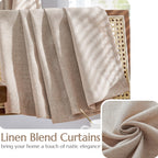 Jinchan Linen Blend Curtains 96 Inch Long For Living Room Farmhouse Rod Pocket Back Tab Light Filtering Window Drapes With Lined For Bedroom Taupe 2 Panels