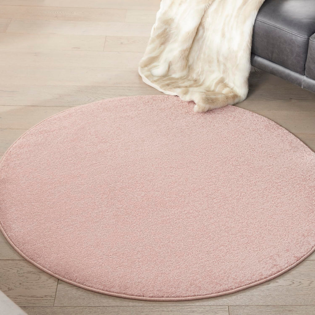 Nourison Essentials Indoor/Outdoor Pink 4' X Round Area -Rug, Easy -Cleaning, Non Shedding, Bed Room, Living Room, Dining Room, Backyard, Deck, Patio (4 Round)