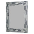 Head West Charcoal Gray Mosaic Frameless Reeded Tiled Printed Vanity Mirror - Decorative Mirrors for Wall Decor, Modern Bathroom