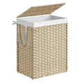 SONGMICS Laundry Hamper with Lid, 23.8 Gallon (90L) Synthetic Rattan Clothes Laundry Basket with Lid and Handles, Foldable, Remo