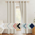 Nicetown Farmhouse Style 100% Blackout Natural Linen Curtains 90 Inches Length, 2 Panels, 42' W, Room Cooling Window Draperies With Thermal Insulated Liners For Dining Room